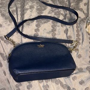 Kate Spade Navy Crossbody Bag with Gold Accents and Pink Strawberry Card Holder